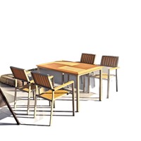Tables et chaises d'extérieur en acier au carbone, modernes, simples, imperméables et durables pour cour, balcon, salon de thé, café