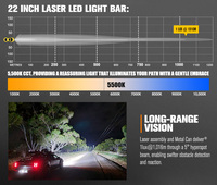 Barre lumineuse LED laser tout-terrain LIGHTFOX 22 pouces, faisceau combiné spot et large pour voitures, camions, VTT, UTV, bateaux