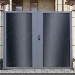 <span class=keywords><strong>Portail</strong></span> de Villa Automatique Moderne <span class=keywords><strong>Intégré</strong></span> en Aluminium Gris Foncé Mat Personnalisé <span class=keywords><strong>avec</strong></span> Barreaux, <span class=keywords><strong>Portillon</strong></span> Piétonnier pour Allée - Product Image 5