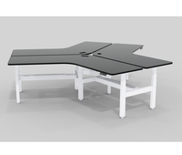 Poste de travail électrique assis-debout pour trois personnes, bureau de personnel, table pour ordinateur portable réglable en hauteur, bureau d'ordinateur moderne en métal
