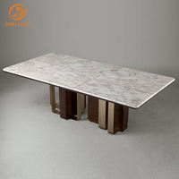 Ensemble table à manger ronde de luxe 12 places en marbre design en métal