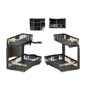 Organisateur de <span class=keywords><strong>rangement</strong></span> sous évier à double niveau, support coulissant en métal, multifonctionnel, pour armoires de <span class=keywords><strong>cuisine</strong></span> et de salle de bain, étagère à épices - Product Image 2