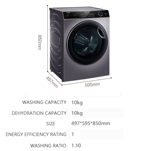Secadora de Tambor con Frecuencia Variable, Lavadora de Gran Capacidad, Todo en Uno, Automática, 10 kg, Acero Inoxidable - Product Image 5
