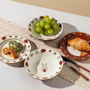 Juego de Platos de Cerámica Pintados a Mano con Tema de Conejito de Pascua, Vajilla de Porcelana <span class=keywords><strong>para</strong></span> <span class=keywords><strong>Regalo</strong></span> - Product Image 6