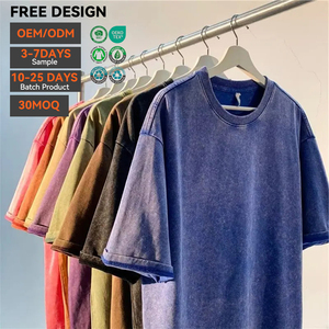 เสื้อยืดโอเวอร์ไซส์ทรงสตรีทแวร์ OEM ผ้าถัก 100% คอตตอน วินเทจ ลายเรียบ น้ำหนัก 300 กรัม ซักย้อมสีแบบแอซิดวอช ป้องกันการเป็นขุย คอกลม สำหรับผู้ชาย - Product Image 1