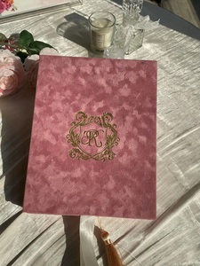 Invitación de Boda Acrílica con Espejo Floral, Monograma, Caja de Terciopelo, Invitación para la Recepción de Invitados de Boda - Product Image 4