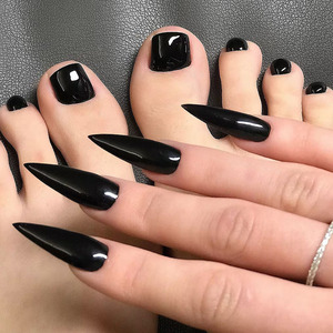 120 <span class=keywords><strong>Uñas</strong></span> Postizas Cortas de Color Negro Almendra, <span class=keywords><strong>Uñas</strong></span> Postizas Medianas de Color Negro para <span class=keywords><strong>Manos</strong></span> <span class=keywords><strong>y</strong></span> <span class=keywords><strong>Pies</strong></span>, <span class=keywords><strong>Uñas</strong></span> <span class=keywords><strong>Francesas</strong></span> Cuadradas - Product Image 2