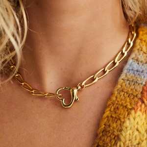 Cadenas de Acero Inoxidable 316L al por Mayor para la Fabricación de Joyería, Collar con Cierre de Corazón en Oro Sólido PVD de 18K para Mujer - Product Image 1