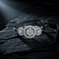 Bague en Moissanite en Argent Sterling 925, Clou de Perle Rond Brillant, Halo, Trois Pierres, pour Femme, Fiançailles, Mariage, Bijoux Fins