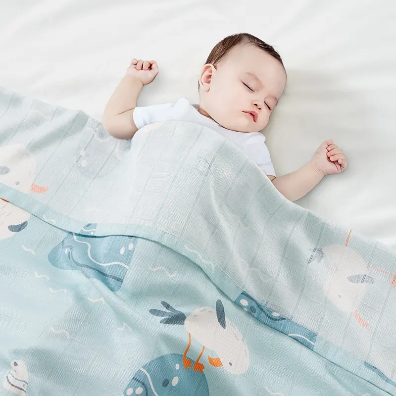 High quality summer baby thin blanket quilt cool sense 100% bamboo cotton wide edge wholesale cool sense baby blanket