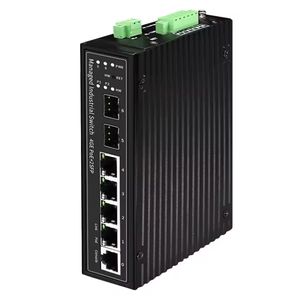 Conmutador Ethernet PoE gestionado industrial Gigabit completo PoE de 4 puertos con 2 conmutadores de red de carril DIN SFP 24V/48V BT _ 90W conmutador PoE - Product Image 1