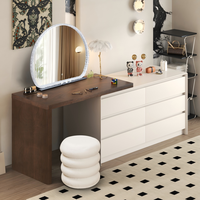 Table de maquillage moderne en bois massif écologique avec armoire de rangement réversible sur pied pour appartement et chambre à coucher
