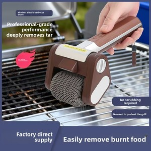Brosse de nettoyage électrique sans fil pour barbecue transfrontalier, en acier inoxydable, pour grille de cuisson, rechargeable, portable et lavable - Product Image 4