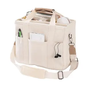 Bolsa de ombro crossbody à prova d'água para mulheres, sacola de lona com logotipo impresso personalizado de grande capacidade, bolsa de ombro da moda