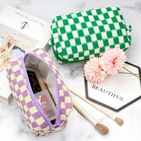 Trousse de maquillage à carreaux pour sac à main pochette de maquillage à fermeture éclair Portable petit étui cosmétique pour accessoires de voyage