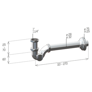 กาลักน้ำ S-SHAPED พร้อมท่อระบายน้ำและดอกกุหลาบ1 "Ø 26X250" สำหรับน้ำยาทำความสะอาดท่อระบายน้ำ - Product Image 3