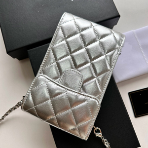 Borsa a Tracolla in Vera Pelle Trapuntata per Telefono, Mini Portafoglio con Catena, Borsetta in Pelle di Prima Qualità per Donne - Product Image 5