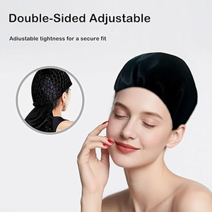 Bonnet de <span class=keywords><strong>nuit</strong></span> réversible en satin 2-en-1 avec <span class=keywords><strong>filet</strong></span> à <span class=keywords><strong>cheveux</strong></span> intégré et logo personnalisé pour femme – Soin capillaire - Product Image 3