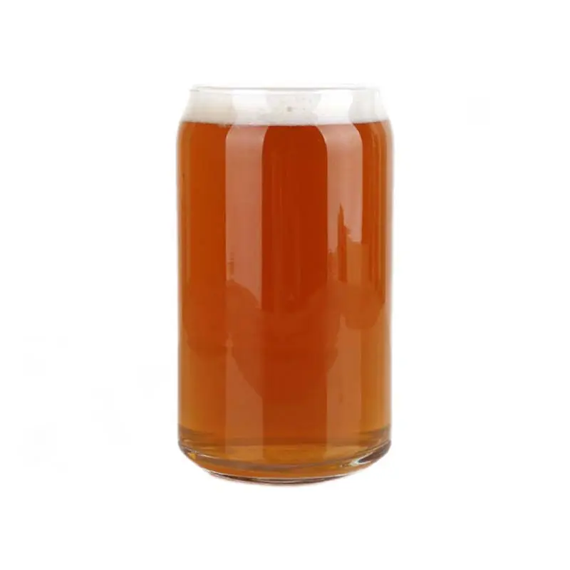 卸売16オンス高ホウケイ酸ガラスコーヒーマグ透明ティービール缶ストロー付きドリンクミルクビールティージュース