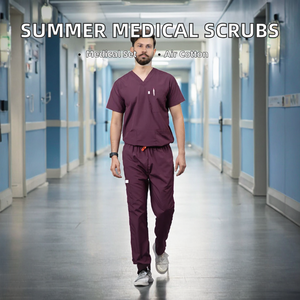 Oferta Caliente: Uniformes Médicos de Verano para Hombre, Conjuntos de Scrubs 100% Algodón, Servicio OEM RIG ATTIRE con Detección de Agujas - Product Image 2