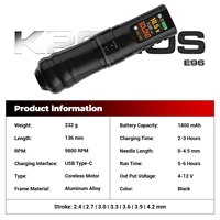 Solong Stroke Verstelbare Professionele Oplaadbare Draadloze Rotatie Tattoo Pen LED Kleurrijk Display Tattoo Machine