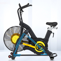 Vélo à résistance au vent avec roue ventilée et double guidon pour entraînement HIIT de conditionnement corporel complet
