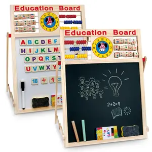 多機能磁気アルファベット木製子供用両面黒白製図板教育玩具