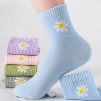 Chaussettes mi-mollet pour femmes 2026, antibactériennes, longues, déodorantes, absorbant la transpiration et respirantes, motif floral mignon, toutes saisons