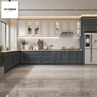 Meuble de cuisine moderne en bois massif avec conception de plan de travail personnalisée et panneau en MDF