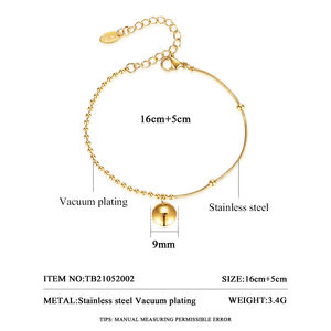 SP-LAM <span class=keywords><strong>2021</strong></span>ปรับสแตนเลสน่ารักกำไลโชคดีตัวอักษรทองเสน่ห์ผู้หญิงเกาหลีโซ่สร้อยข้อมือ - Product Image 2