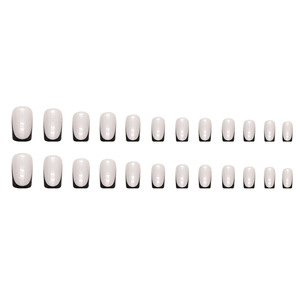 24 <span class=keywords><strong>Uñas</strong></span> Postizas Francesas Negras, Cortas y Cuadradas, Acrílicas, Pre-diseñadas, 12 Tamaños, <span class=keywords><strong>Uñas</strong></span> Naturales Presionadas, <span class=keywords><strong>Uñas</strong></span> Postizas - Product Image 6