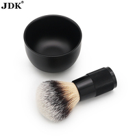 Bol de rasage double lame en acier inoxydable noir et argenté et tasse de toilettage de la barbe pour la vente en gros