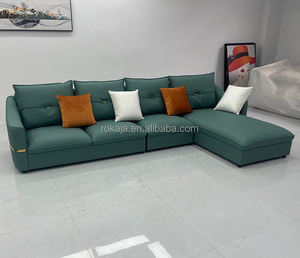 Juegos de sofás de cuero en forma de L de estilo italiano, casa de lujo, Villa, oficina, sala de estar, sofá moderno de 3, 5, 6, 7, <span class=keywords><strong>8</strong></span> plazas, juegos de sofás al por mayor - Product Image 2