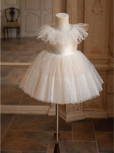 Abito in Pizzo e Tulle Stile Principessa con Maniche Volanti per Bambine, Ideale per Compleanni e Matrimoni, Primavera/Estate - Product Image 3