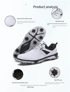 पुरुषों के पेशेवर प्रशिक्षण वाटरप्रूफ चमड़े के गोल्फ जूते गोल्फिंग के लिए स्पाइक्स के साथ गैर-पर्ची स्नीकर्स - Product Image 4