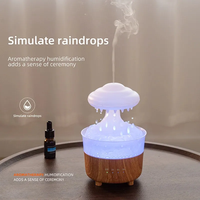 Nuage de pluie Humidificateur de champignon Diffuseur 7 couleurs Led Lumières Timing Diffuseur d'huiles essentielles Gouttes de pluie Humidificateur d'air Cadeau maison