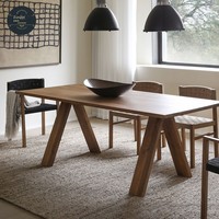 Ensemble table et chaises de salle à manger 4 places en bois massif style vintage Wabi-Sabi, assemblage requis, mobilier de maison