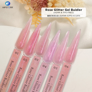 HEMA & TPO FREE White Glitter Nail Extension Gel Shimmer Rainbow Color <b>Brush</b> on Quick Extend Builder Hard Gel Custom Logo - Product Image 6