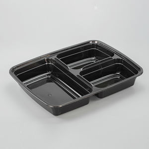 12 16 32 39 48盎司<span class=keywords><strong>2</strong></span> 3隔间黑色圆形矩形便当盒一次性外卖防漏餐准备容器带盖 - Product Image 5