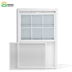 Fenêtre à guillotine simple en PVC/UPVC blanc, économique, avec verre Low-e à l'argon, certifiée NFRC, avec grille décorative - Product Image 6
