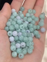 Perles rondes en jadéite birmane naturelle de qualité A, 7 mm, vert clair/bleu aquatique, perles en vrac pour bracelet DIY, vente en gros