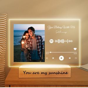 Placa Musical Personalizada con Foto de <span class=keywords><strong>Spotify</strong></span>, Placa Acrílica Personalizada con Base de Madera, Regalo Romántico para Parejas y Familia - Product Image 5