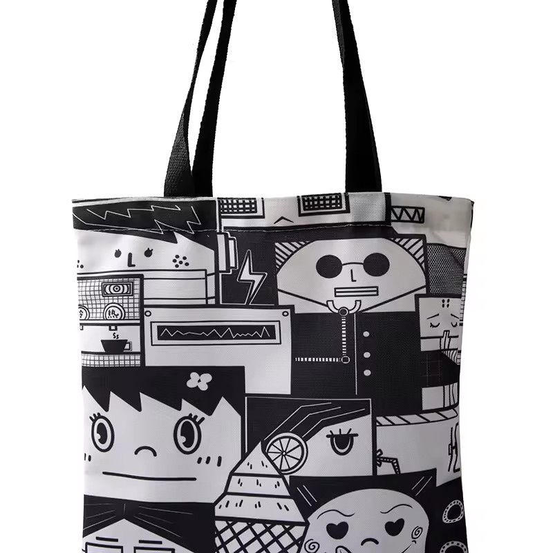 Wholesale standard size sublimation fashion women polyester canvas tote beach bag