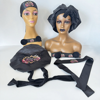 Ensemble d'emballage pour cheveux avec logo personnalisé, bande élastique, sac en papier réversible, bonnet en satin, foulard en satin