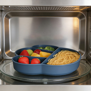 Eco Friendly Wheat Straw Dinnerware <b>Set</b> for Kids BPA Free Food Grade Unbreakable Baby Divided Plates <b>Set</b> <b>Microwave</b> Safe - Product Image 2