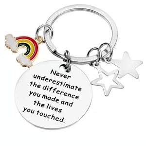 Inspirational Quote Keychain Rainbow Star Charms Stainless Steel <b>Keyring</b> with Never Underestimate for Impactful Lives - Product Image 4