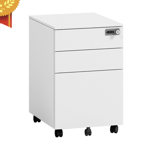 Armoire à dossiers blanche à ouverture latérale, 3 tiroirs, meuble mobile en métal - Product Image 4