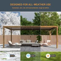 Pérgola Moderna con Techo de Aluminio, Estructura para Balcón, Jardín, Terraza, Patio Trasero, Ecológica, Motorizada, con Control Climático
