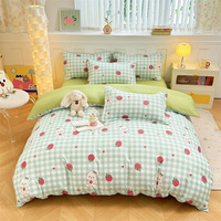 Parure de lit en coton brossé lavé de qualité supérieure, comprenant drap plat, housse de couette et taies d'oreiller, pour lit simple d'étudiant universitaire