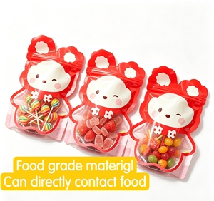Bolsas con Cierre Personalizadas con Forma de Oso de Dibujos Animados, Ventana Transparente, Laterales Reforzados, para Dulces, Golosinas, Regalos, Desechables - Product Image 3